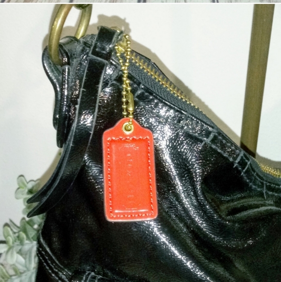 🖤 Coach Black Daisy Liquid Gloss Leather Hobo Satchel Convertible Shoulder Bag - Picture 4 of 10